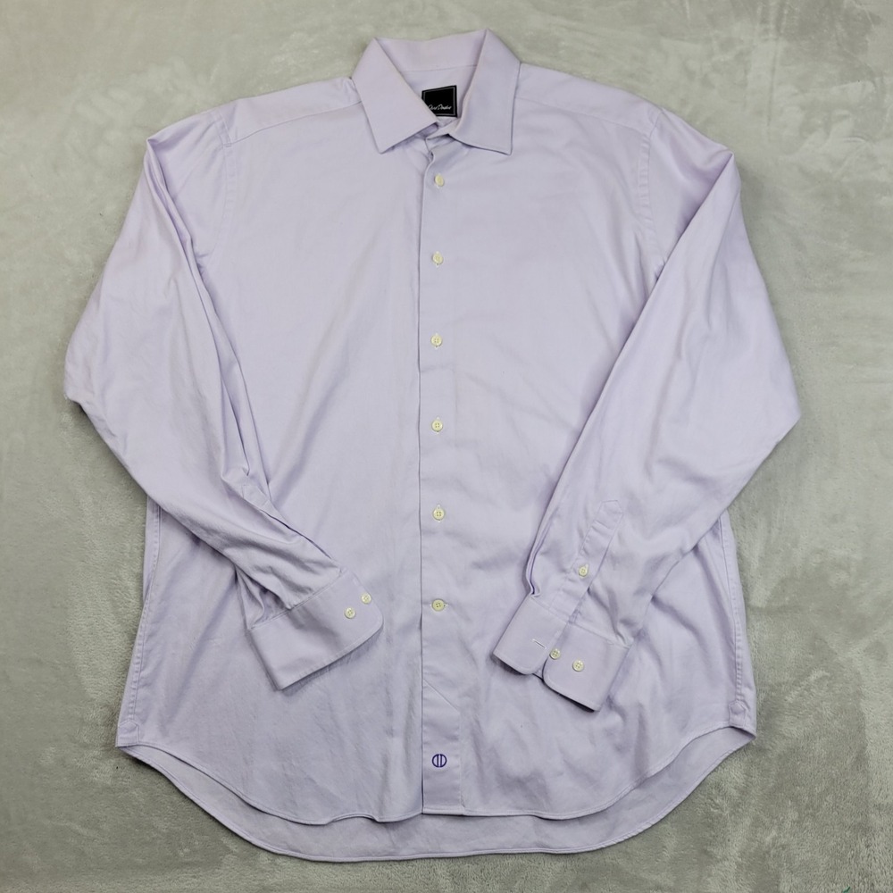 David Donahue Shirt Mens 17 XL Purple Dress Button Down Long Sleeve Classic